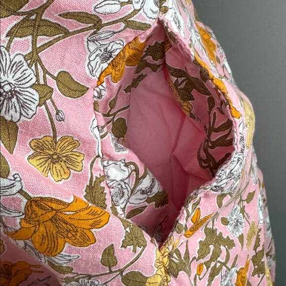 Cynthia Rowley Floral Pink Linen Blend A-line Dress w/ pockets size 6 - Picture 7 of 9